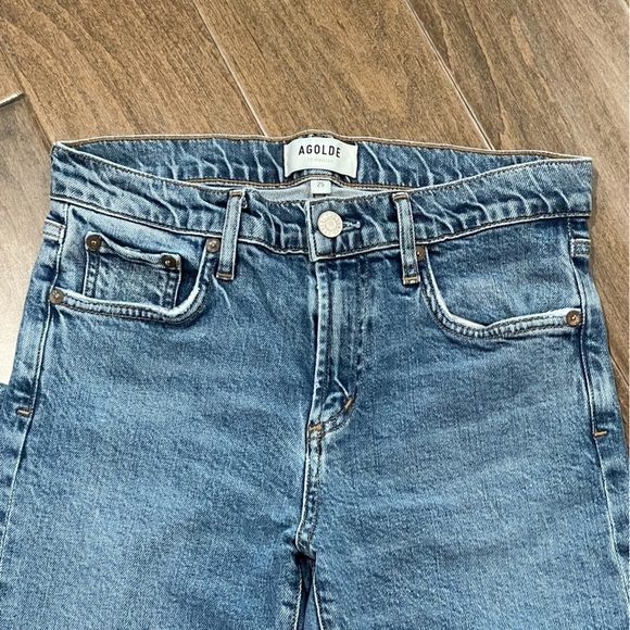 AGOLDE Toni Mid Rise Straight Leg Jeans Lightly Distressed Size 25 - Picture 4 of 10